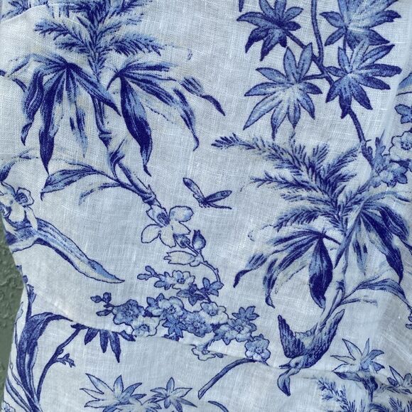 H&M Sz M 100% Linen Floral Wrap Top - Picture 4 of 8